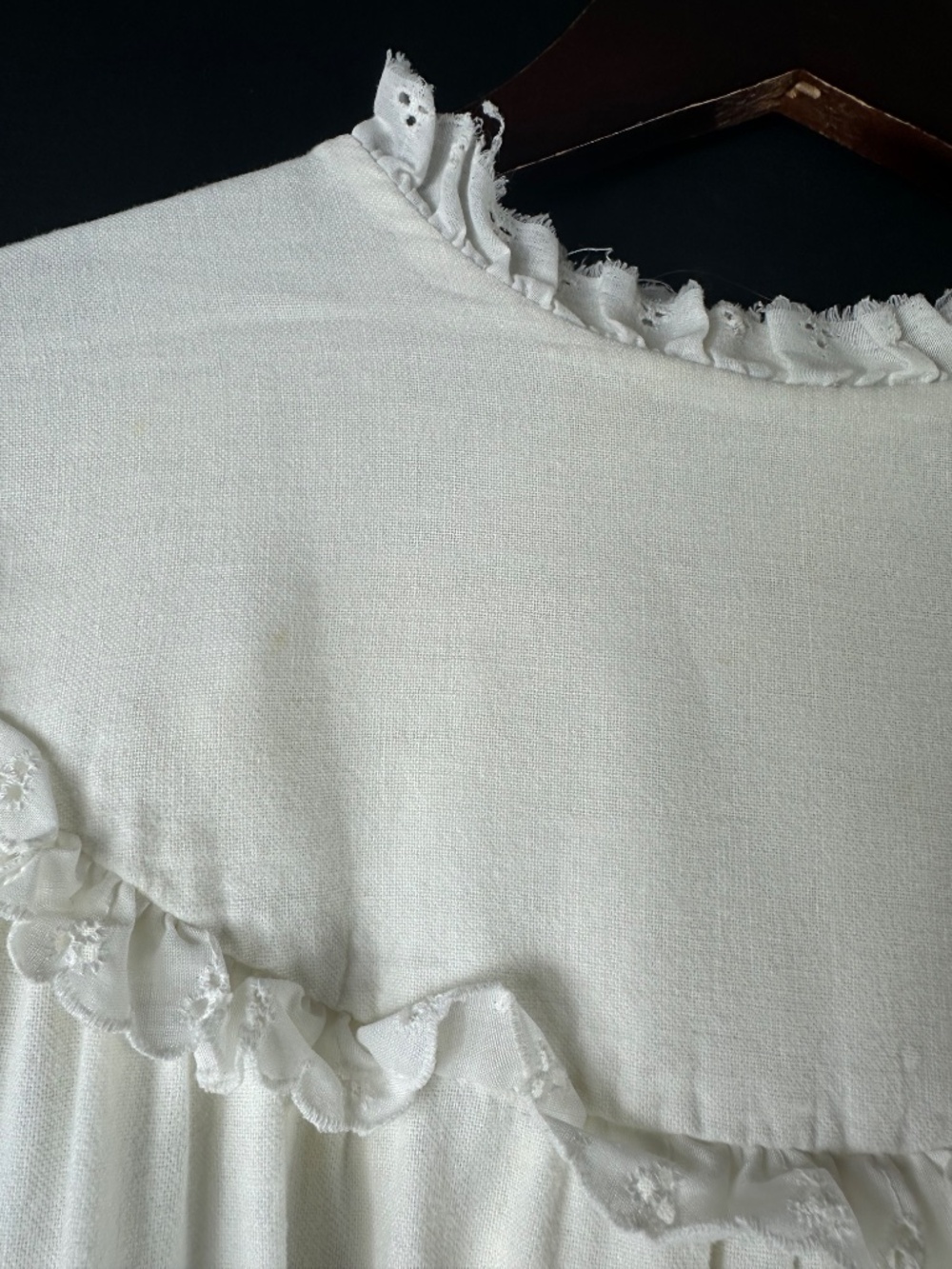 Vtg Lanz of Salzburg Long Nightgown Sz Small White Ruffle Lace Cottage Prairie - Picture 5 of 11